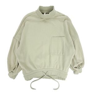 NAP Drawstring Hem Cotton Sweatshirt French Terry Fleece Sweater Knit Small Sage